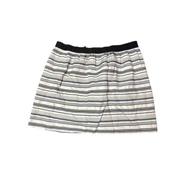 Loft White and Black Striped Cotton Silk Skirt and Cotton Size 16 - Picture 1 of 3
